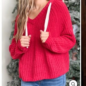 Red Chenille hooded sweater